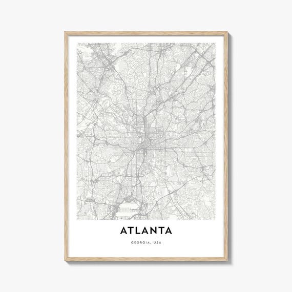 Map Of Atlanta, Georgia Travel Poster Art Print