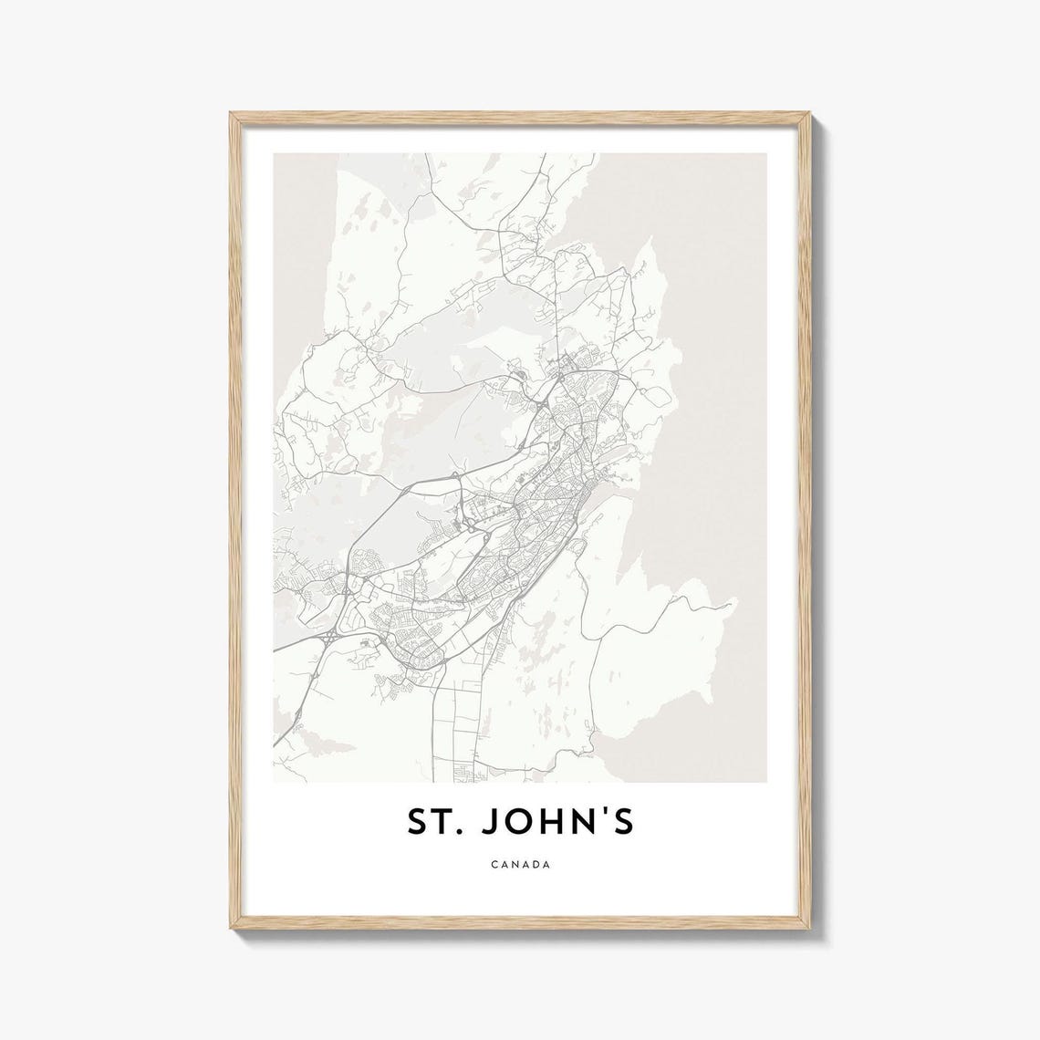 St John's Canada Minimalist Coastal City Map Poster Gift Artwork