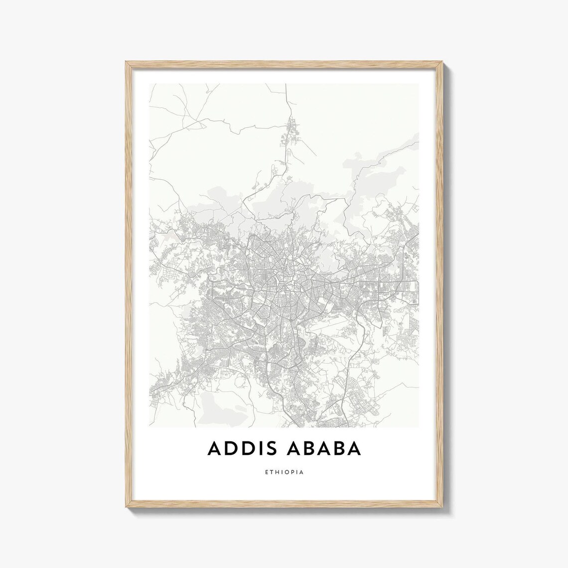 Addis Ababa Ethiopia Minimalist City Street Map Art Travel Poster