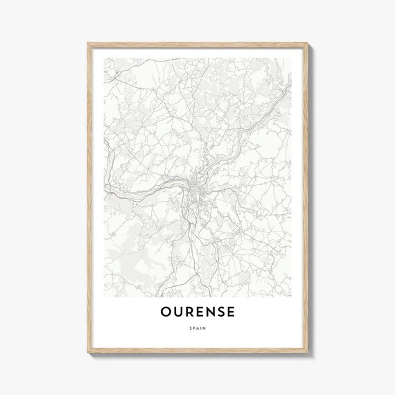 Ourense Spain Minimalist City Street Map Black And White Poster