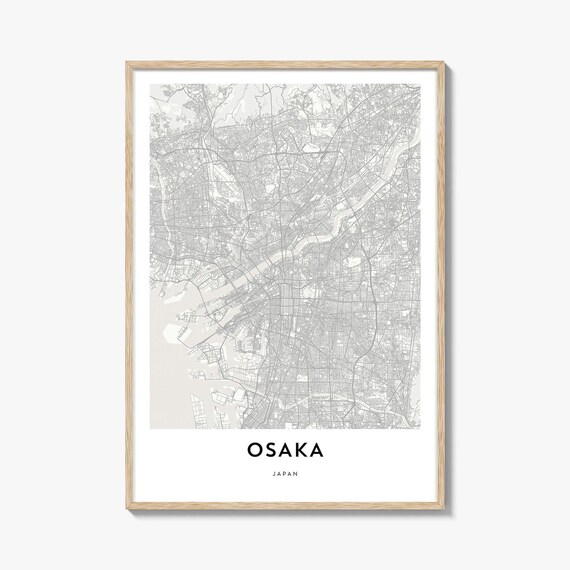 Osaka Japan Minimalist City Map Poster in Clean Grey Street Style