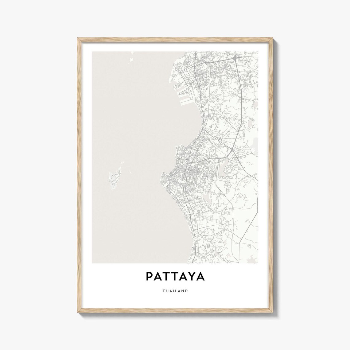 Pattaya Thailand Coastal Beach City Map Minimalist Travel Poster