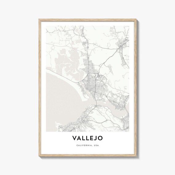 Vallejo California USA Minimalist City Street Map Travel Poster