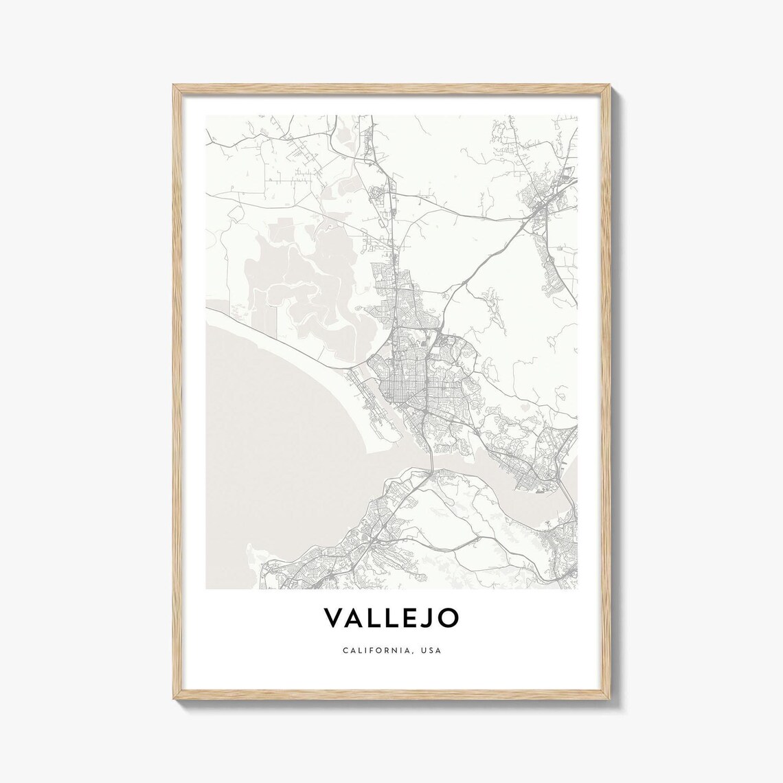 Vallejo California USA Minimalist City Street Map Travel Poster