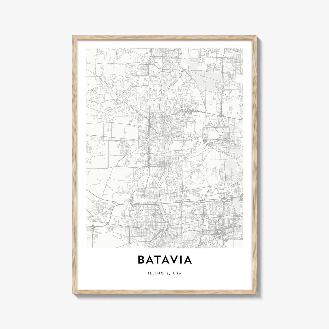 Batavia Illinois USA Minimalist City Street Map Line Art Poster