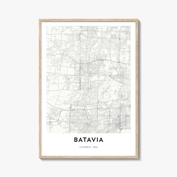 Batavia Illinois USA Minimalist City Street Map Line Art Poster
