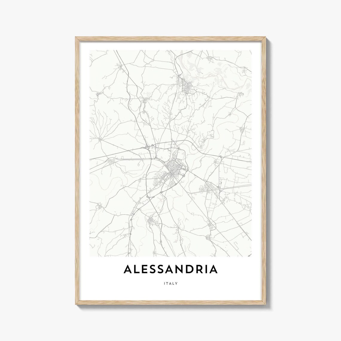 Alessandria Italy Minimalist City Street Map Modern Line Art Wall Art