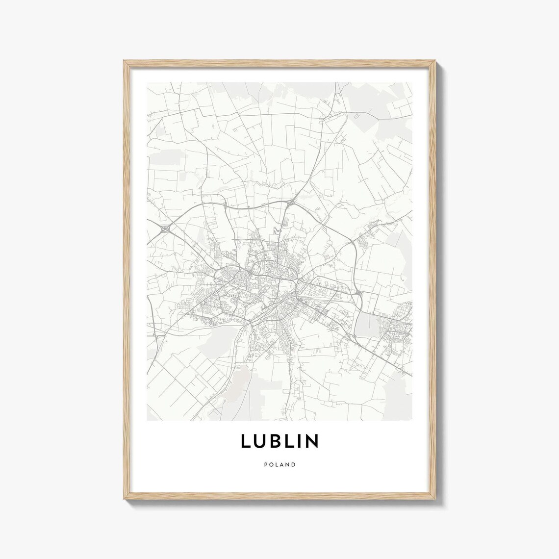 Lublin Poland Minimalist Old Town City Street Map Decor Poster