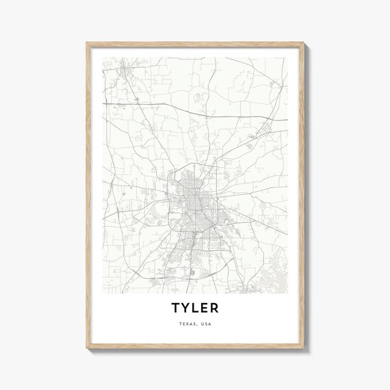 Tyler Texas City Street Map Minimalist Travel Art Decor Poster