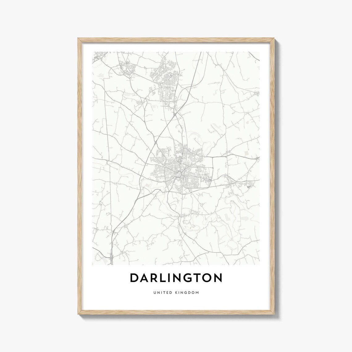 Darlington United Kingdom Minimalist Line Art City Map Poster