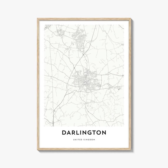 Darlington United Kingdom Minimalist Line Art City Map Poster