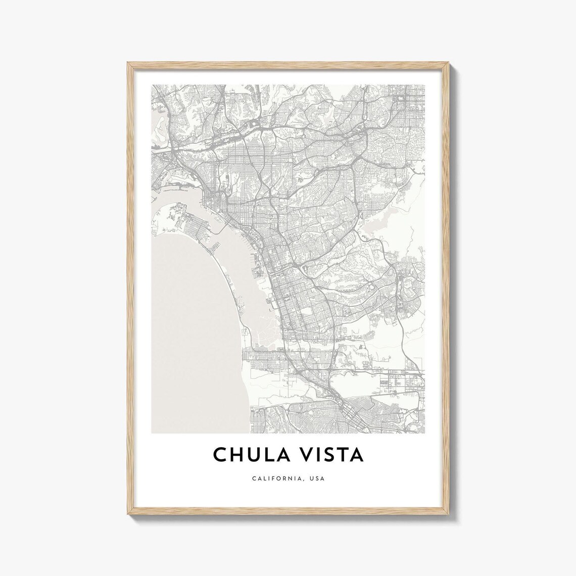 Chula Vista California Minimalist City Map Line Art Travel Poster