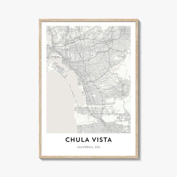 Chula Vista California Minimalist City Map Line Art Travel Poster
