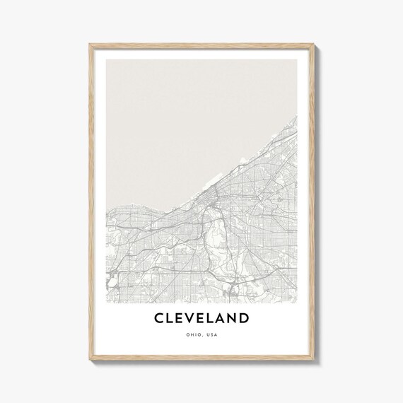 Cleveland Ohio Minimal City Map Street Grid Art Travel Poster