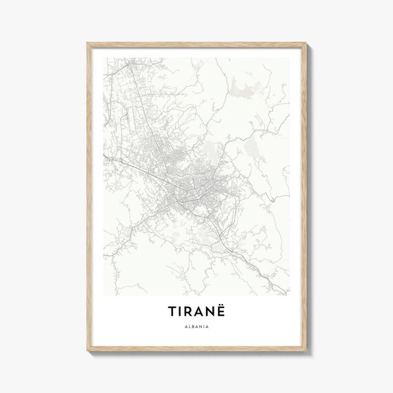 Tiranë Albania City Street Map Minimalist Modern Travel Poster