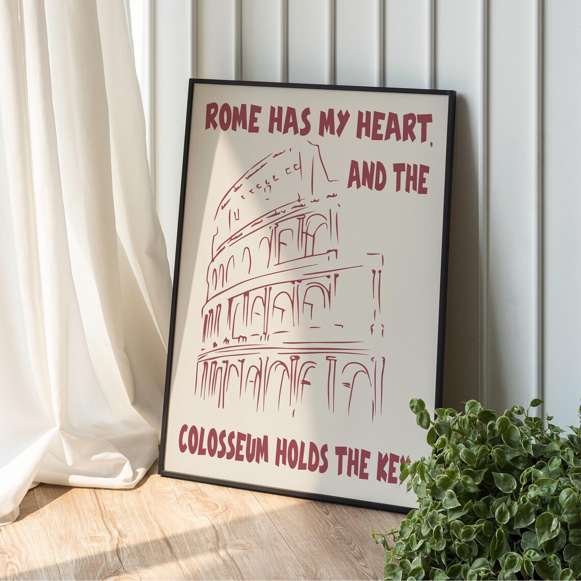 Rome Has My Heart Colosseum Line Art Poster Italy Travel Decor