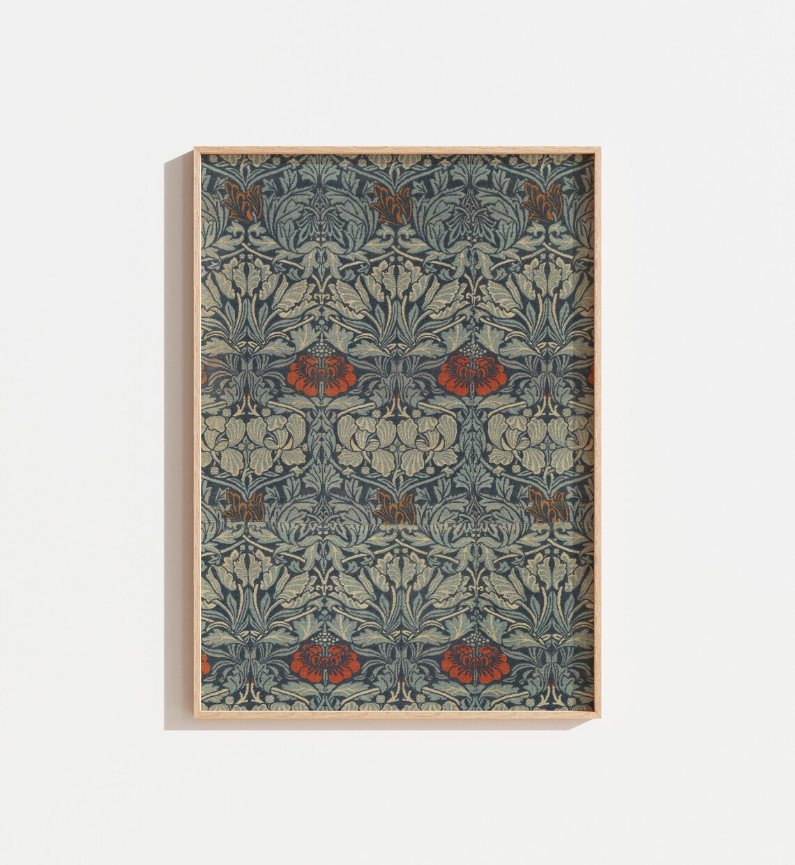 Vintage Blue Floral Textile Pattern Art Print