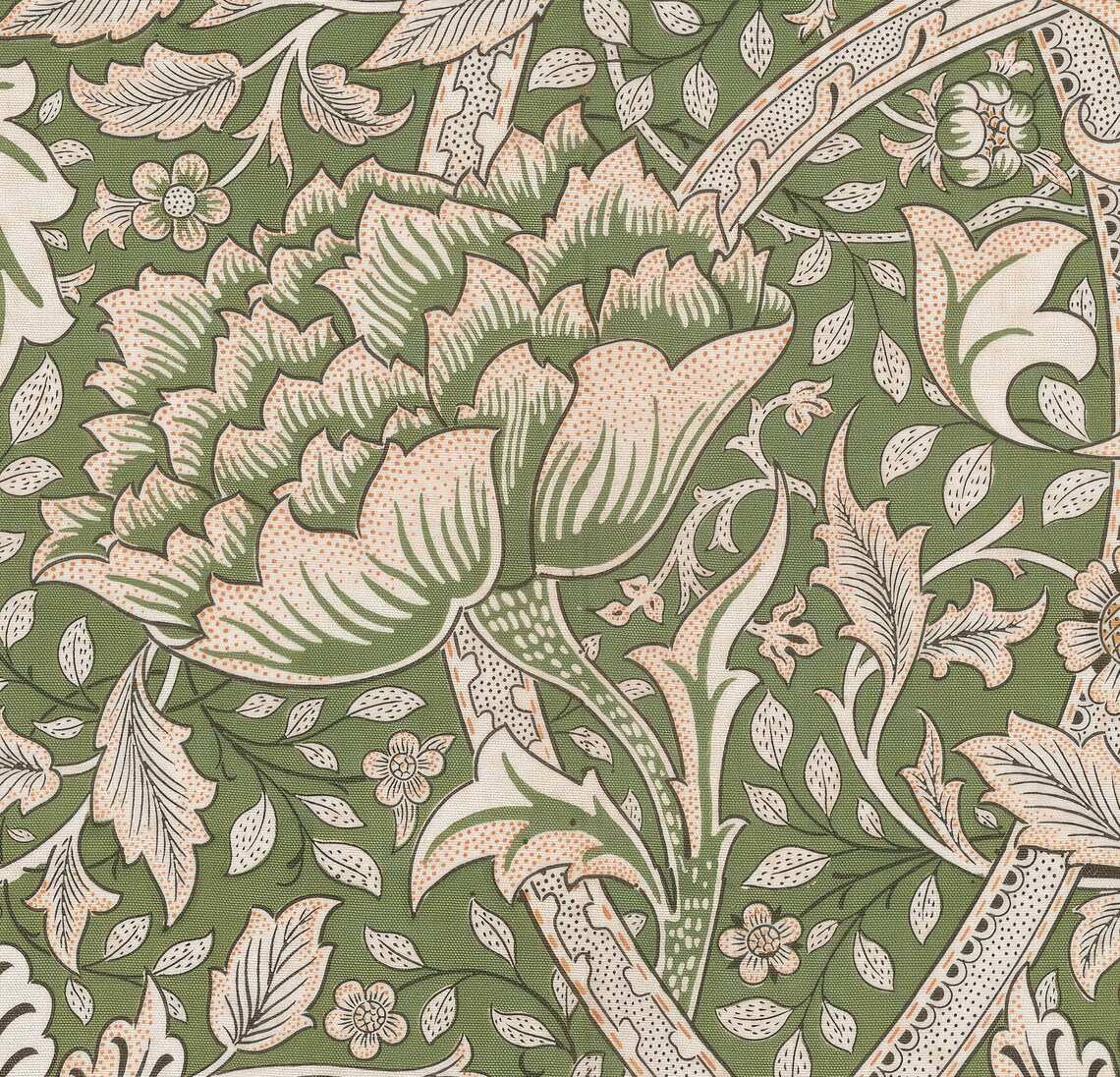 Vintage Sage Green Floral Tapestry Art Print - Image 4