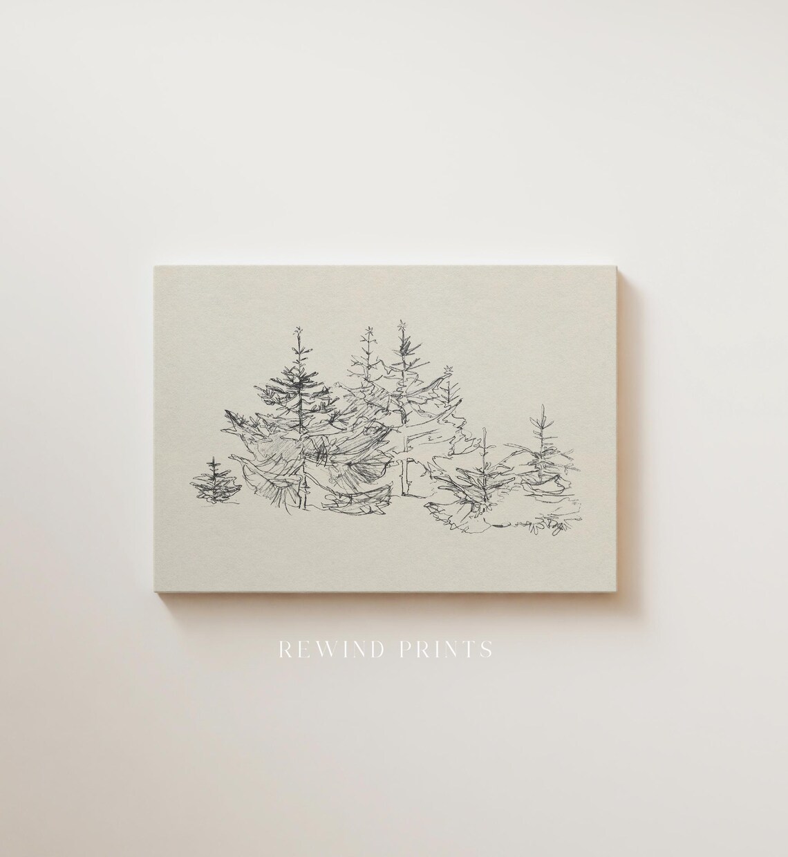 Vintage Abstract Christmas Tree Sketch Art Print - Image 3
