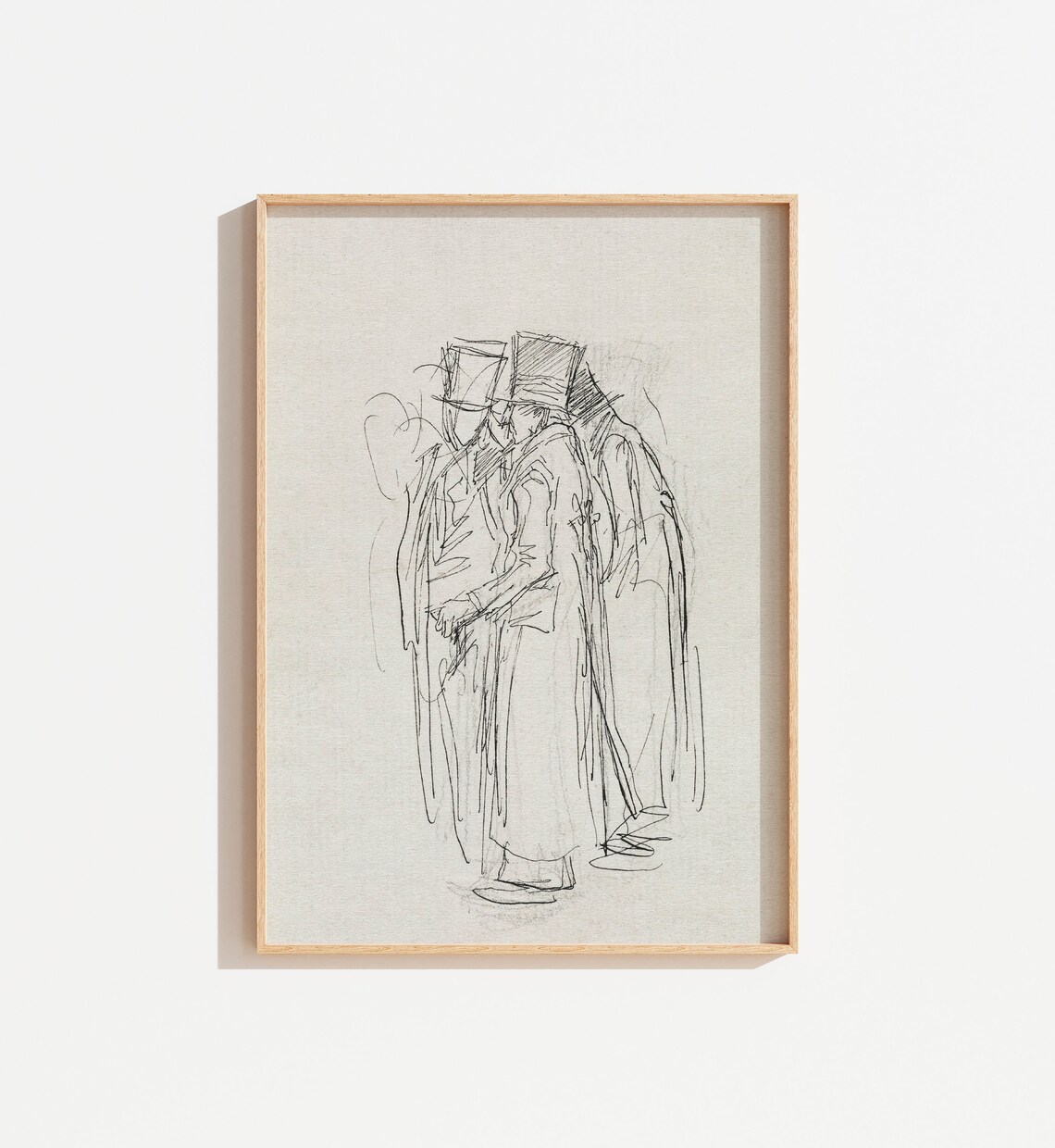 Vintage Black Ink Abstract Sketch, Minimalist Art Print