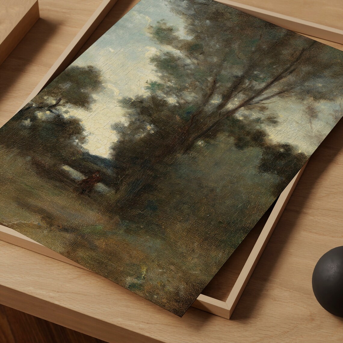 Vintage Forest Tree Painting, Rustic Landscape Art Print - Image 2