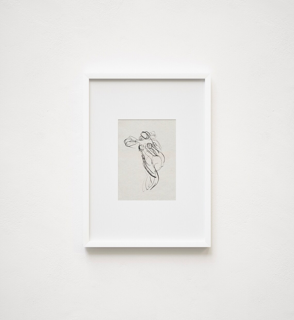 Vintage Abstract Line Figure Drawing Neutral Ink Sketch Minimal Wall Art - Image 2