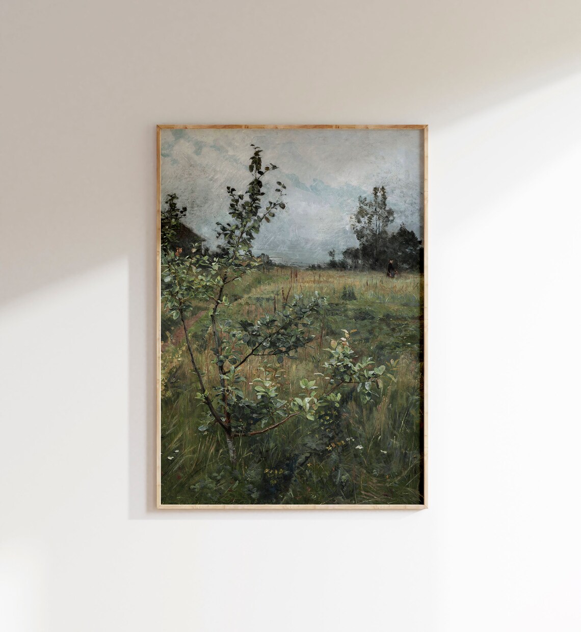Vintage Field Landscape Painting, Antique Meadow Art - Image 4