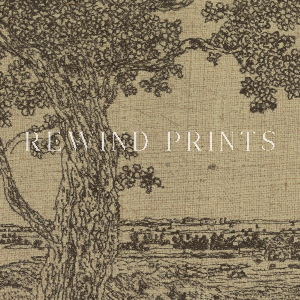 Vintage Warm Toned Landscape Drawing Rustic Ink Sketch Drawing Art Farmhouse Tree Drawing Neutral Antique Print - Image 5
