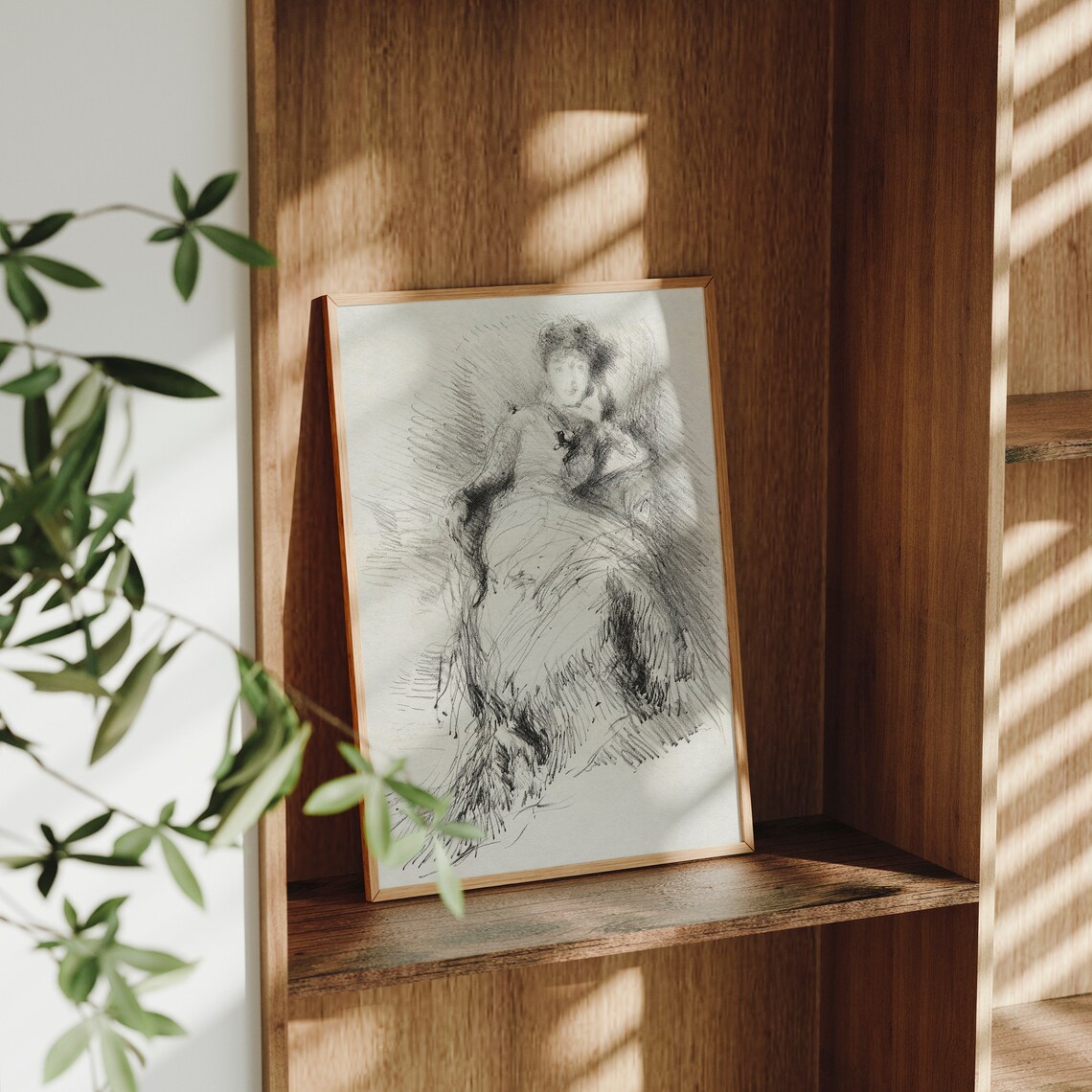 Antique Sketch Drawing Of Woman Vintage Portrait Print - Image 3