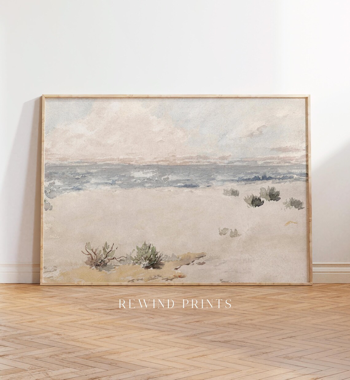 Muted Coastal Watercolor Landscape Art Print - Image 5