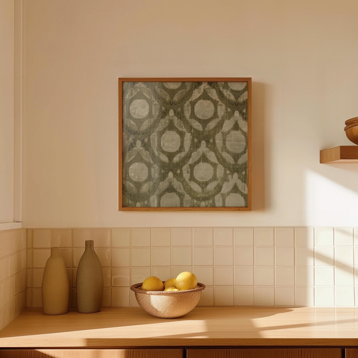 Vintage Square Sage Green Floral Tapestry Art Print - Image 3