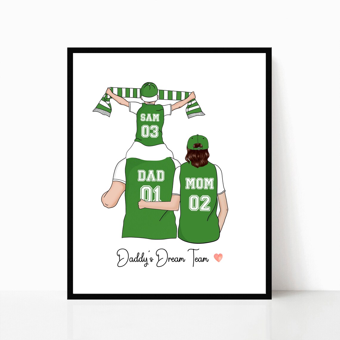 Team Dad Personalised Print Football Family Print Fathers Day Gift Granddad Dad Birthday Gift Soccer Family Gift