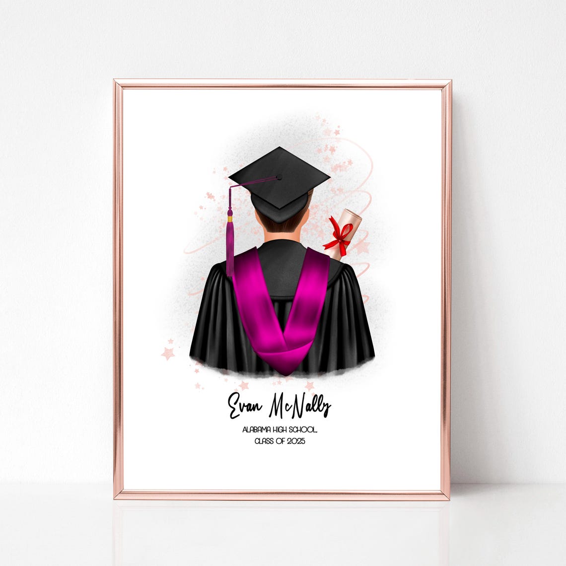 Male Graduation Print Personalized Grad Gift For Son Custom College Graduation For Him High School Grad Portrait Print