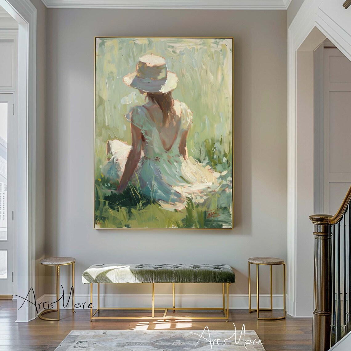 Abstract People Art Large Texture Oil Painting Female Figure Painting Abstract Lady Painting Green Wall Art Custom Painting Gift For Her - Image 4