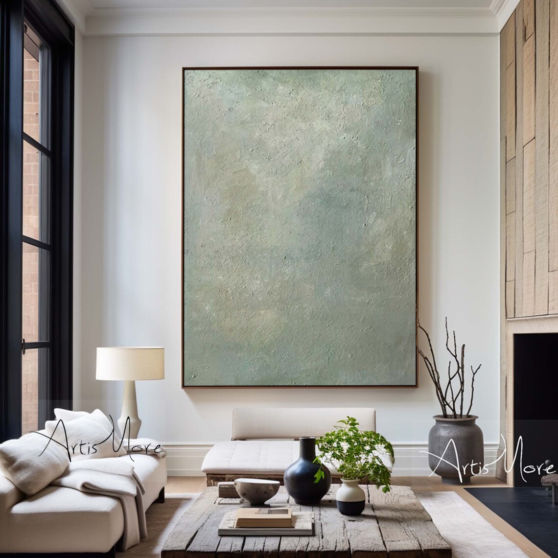 Sage Green Abstract Texture Art Print, Minimalist - Image 2