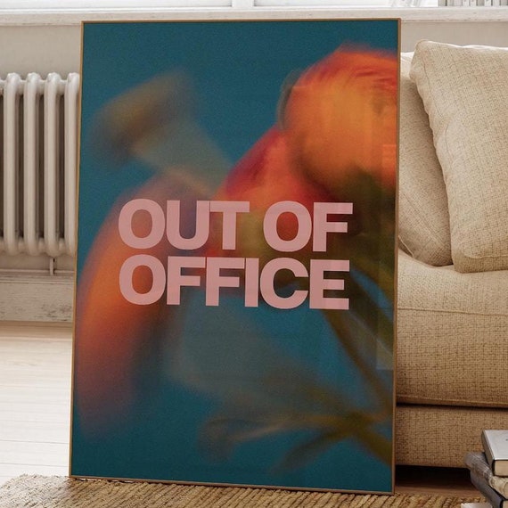 Out Of Office Floral Wall Art Print Funny Quote Poster Work Dorm Room Girly