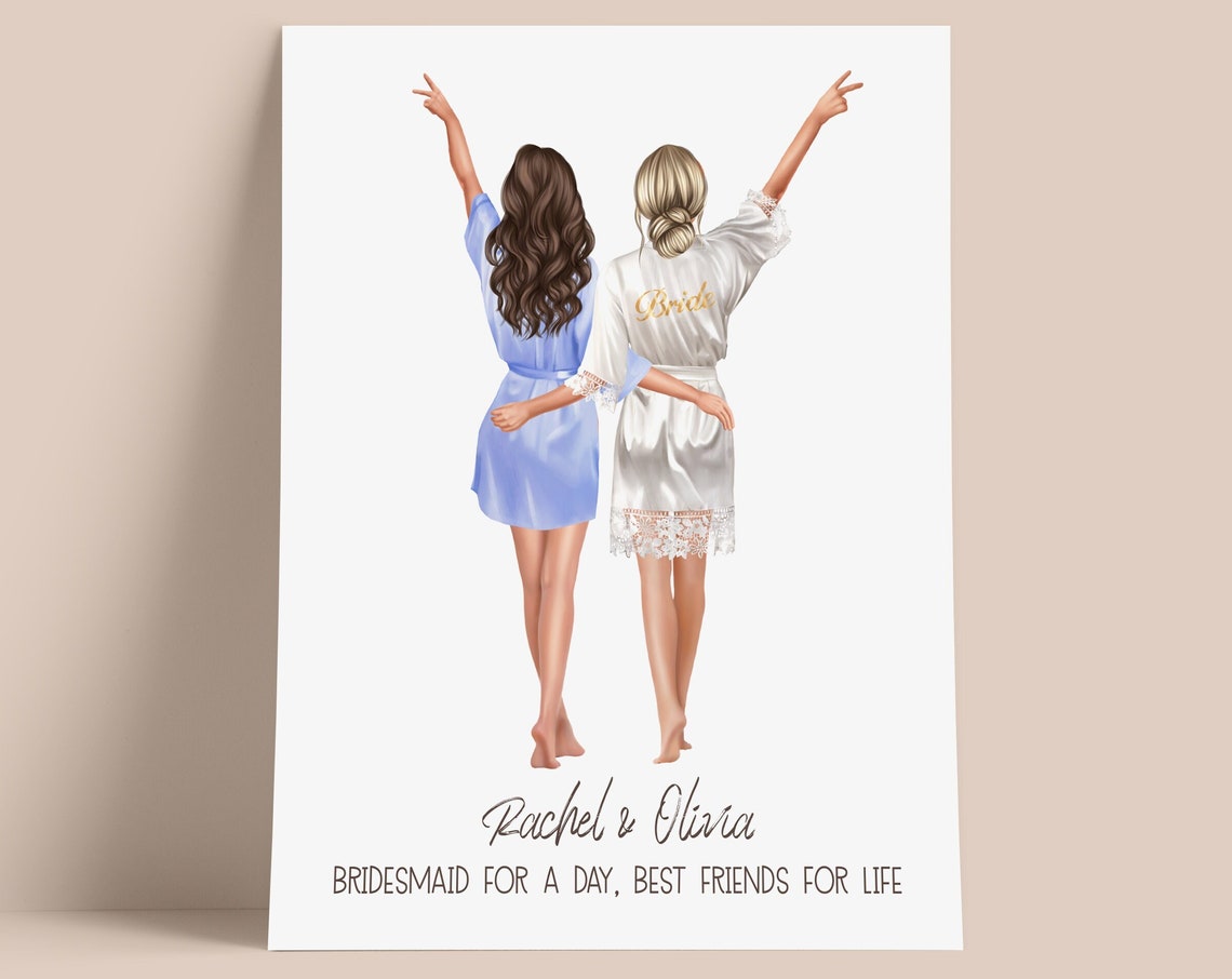 Personalized Bride And Bridesmaid Print Rachel Olivia Wedding Gift