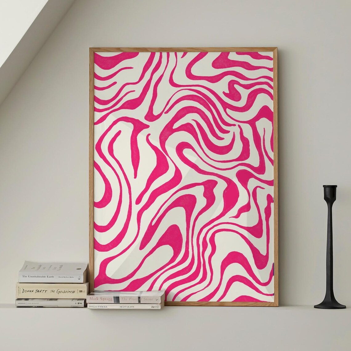 Hot Pink Psychedelic Swirl Abstract Minimalist Art Gift Poster