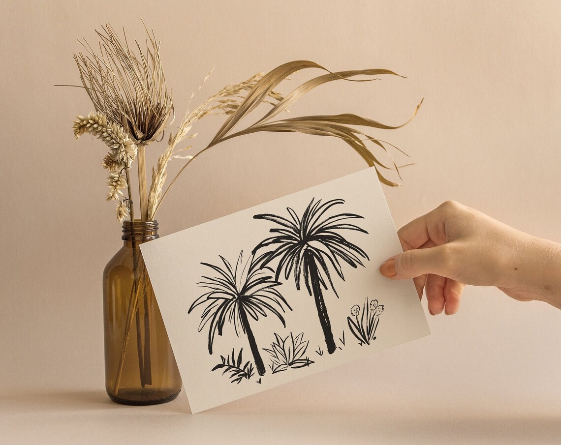 Palm Tree Botanical Line Art Print, Boho Tropical - Image 2