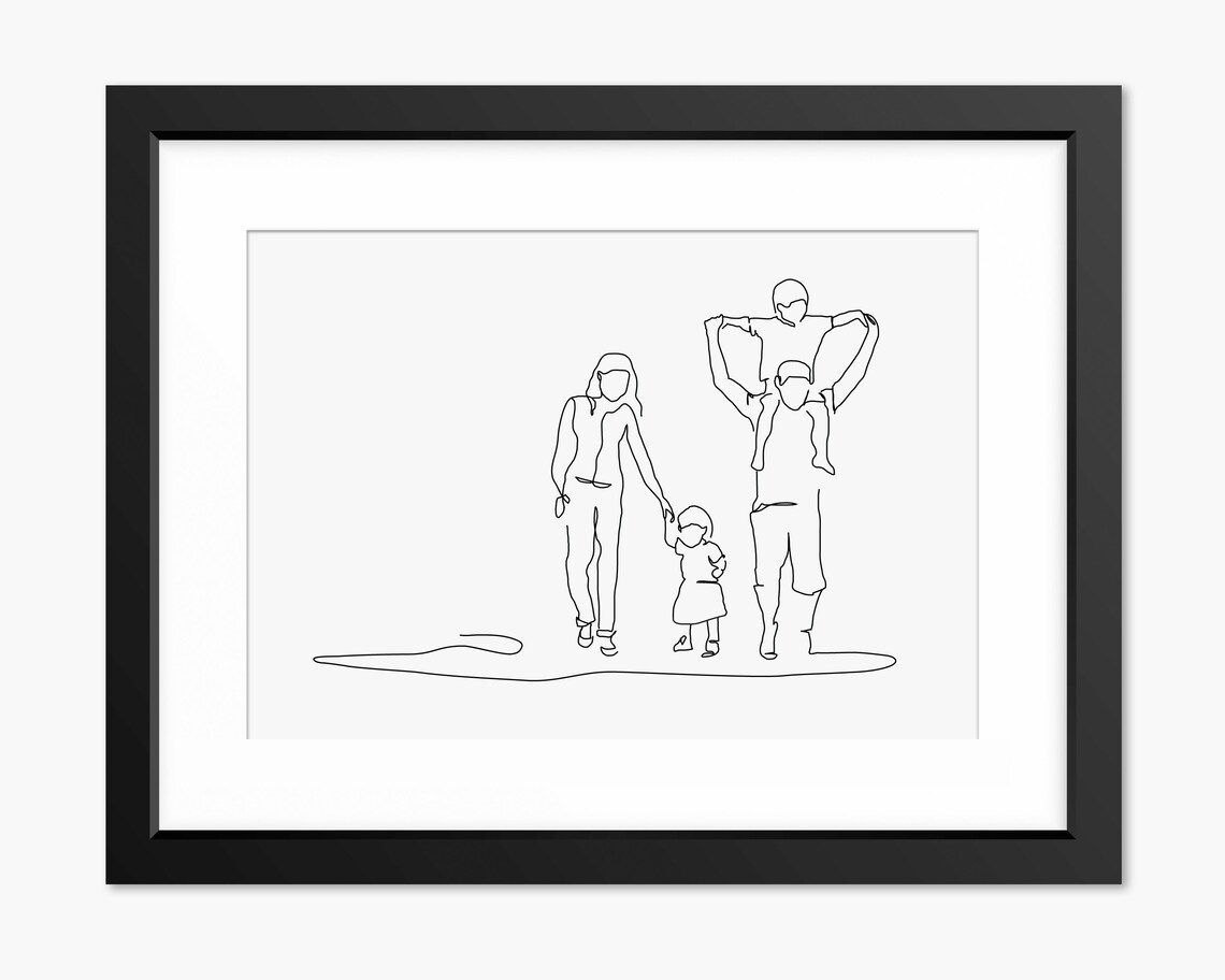 Family Print Family Portrait Family Illustration Family Line Art Family Drawing Mothers Day Print Fathers Day Print Family Art Mom