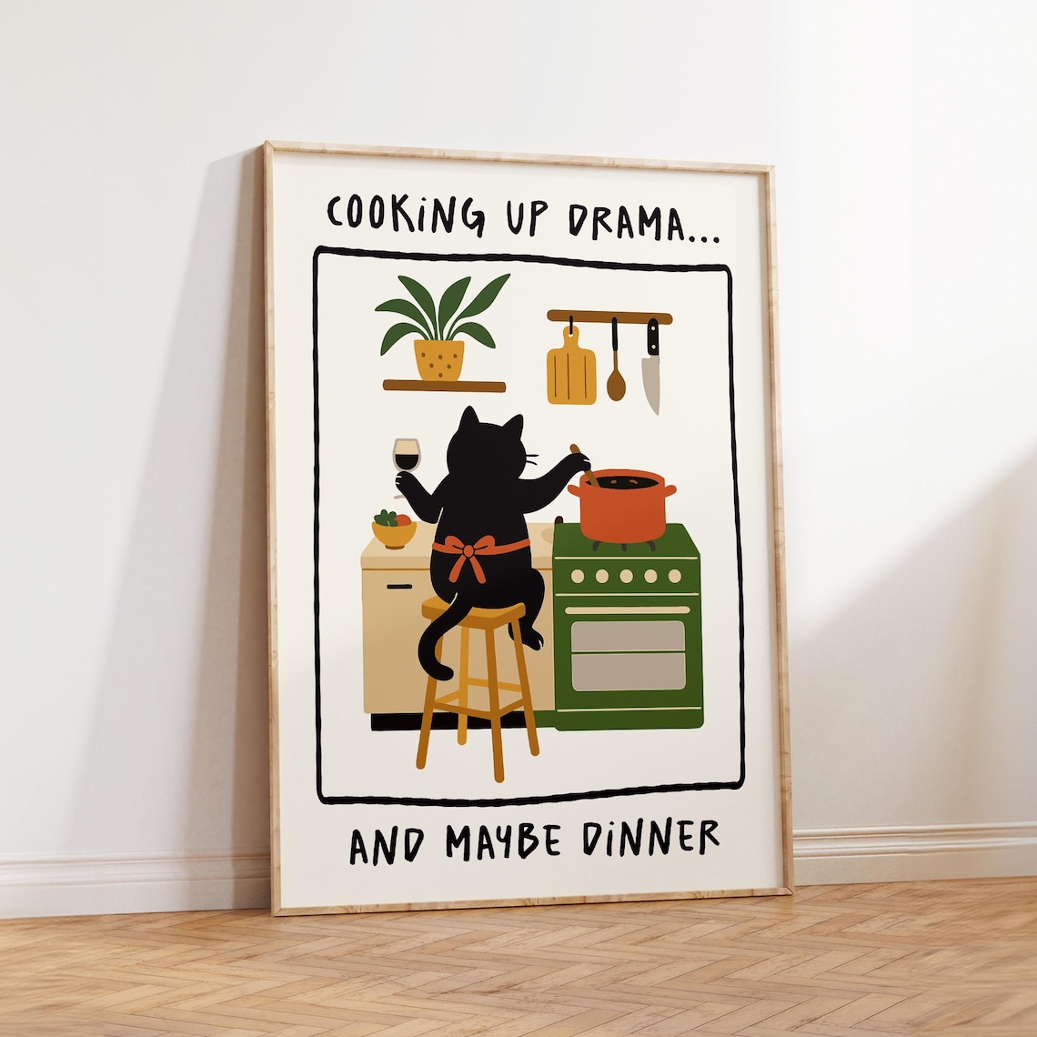 Funny Cat Kitchen Art Print, Quirky Home Decor