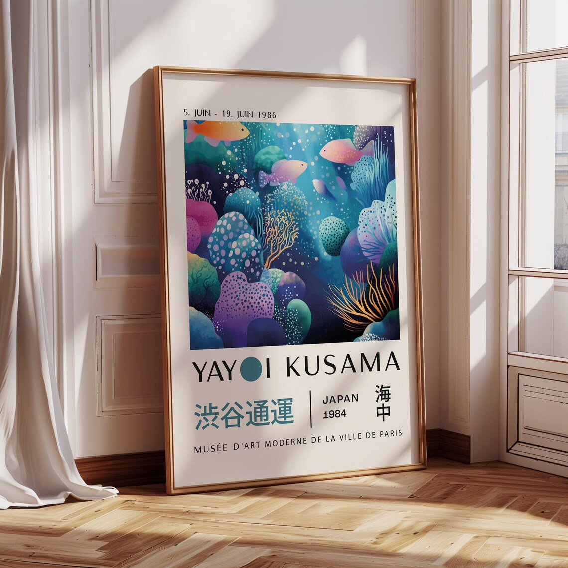 Yayoi Kusama 1986 Ocean Coral Reef Tropical Fish Exhibition Poster