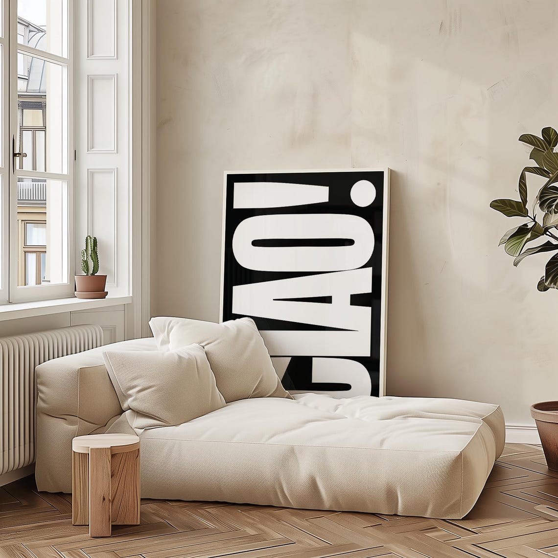 Ciao Italian Greeting Bold Black And White Typography Wall Art - Image 4