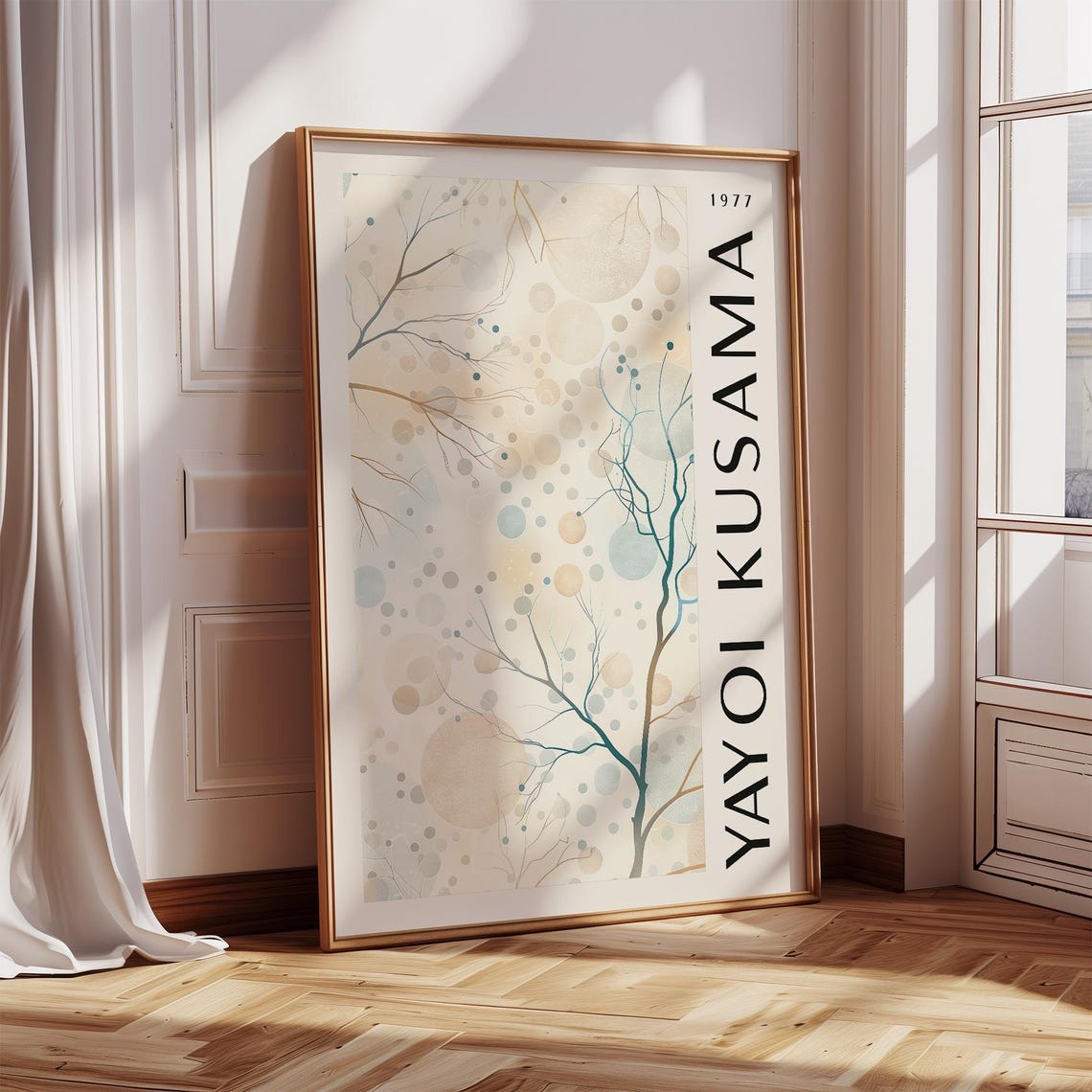 Yayoi Kusama 1977 Pale Blue Branches with Soft Polka Dot Art Poster