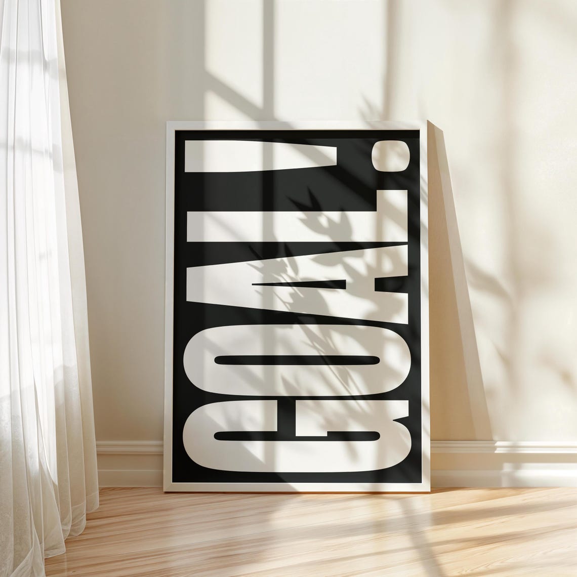 Goal Bold Typography Poster Black Background Sports Fan Wall Decor - Image 4