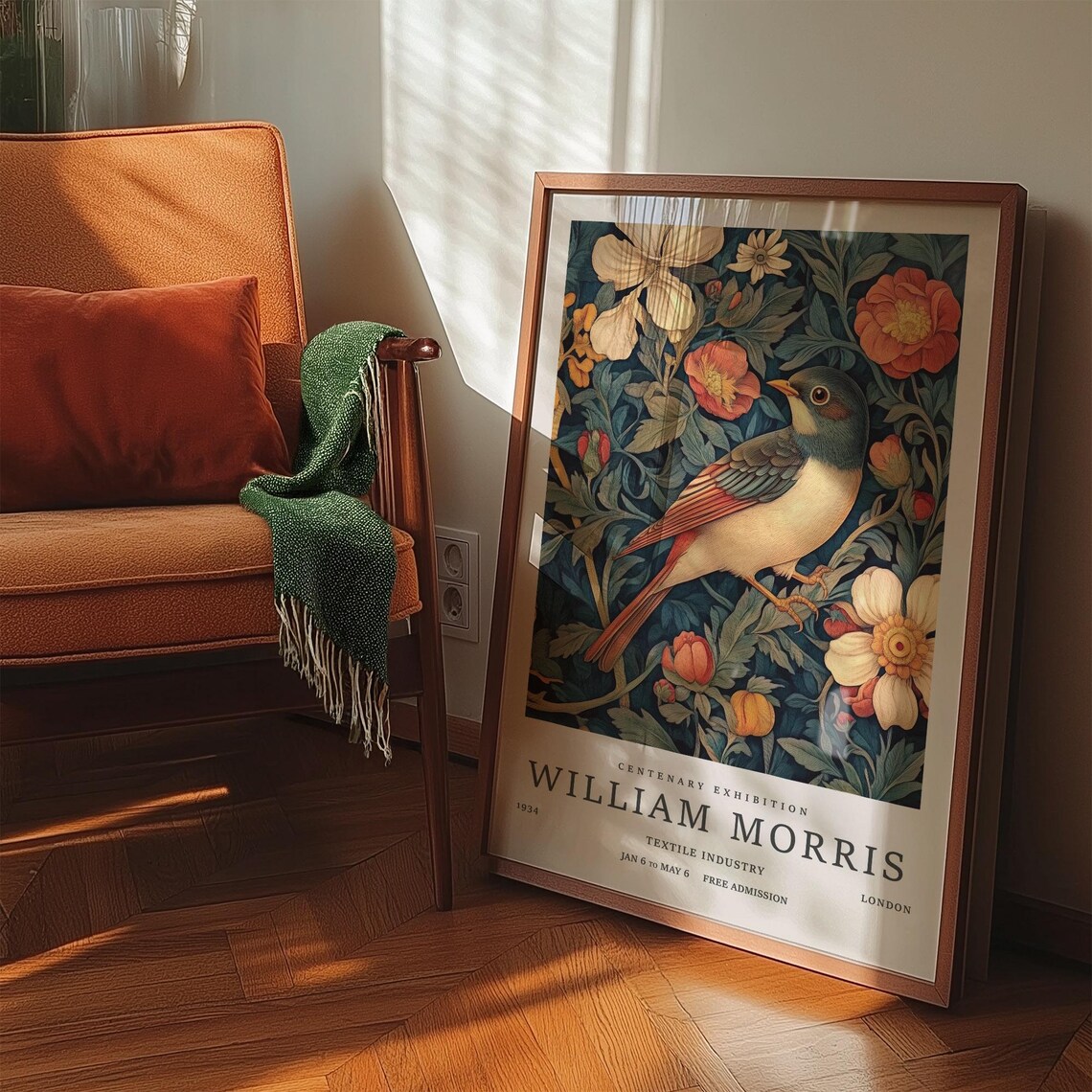 Colorful Bird Among Flowers William Morris Exhibition Poster - Image 2