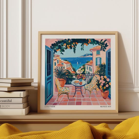 Cote Dazur Matisse Print French Riviera Coastal Wall Art Mediterranean Impressionist Poster For Living Room Bathroom Kitchen Dining Room