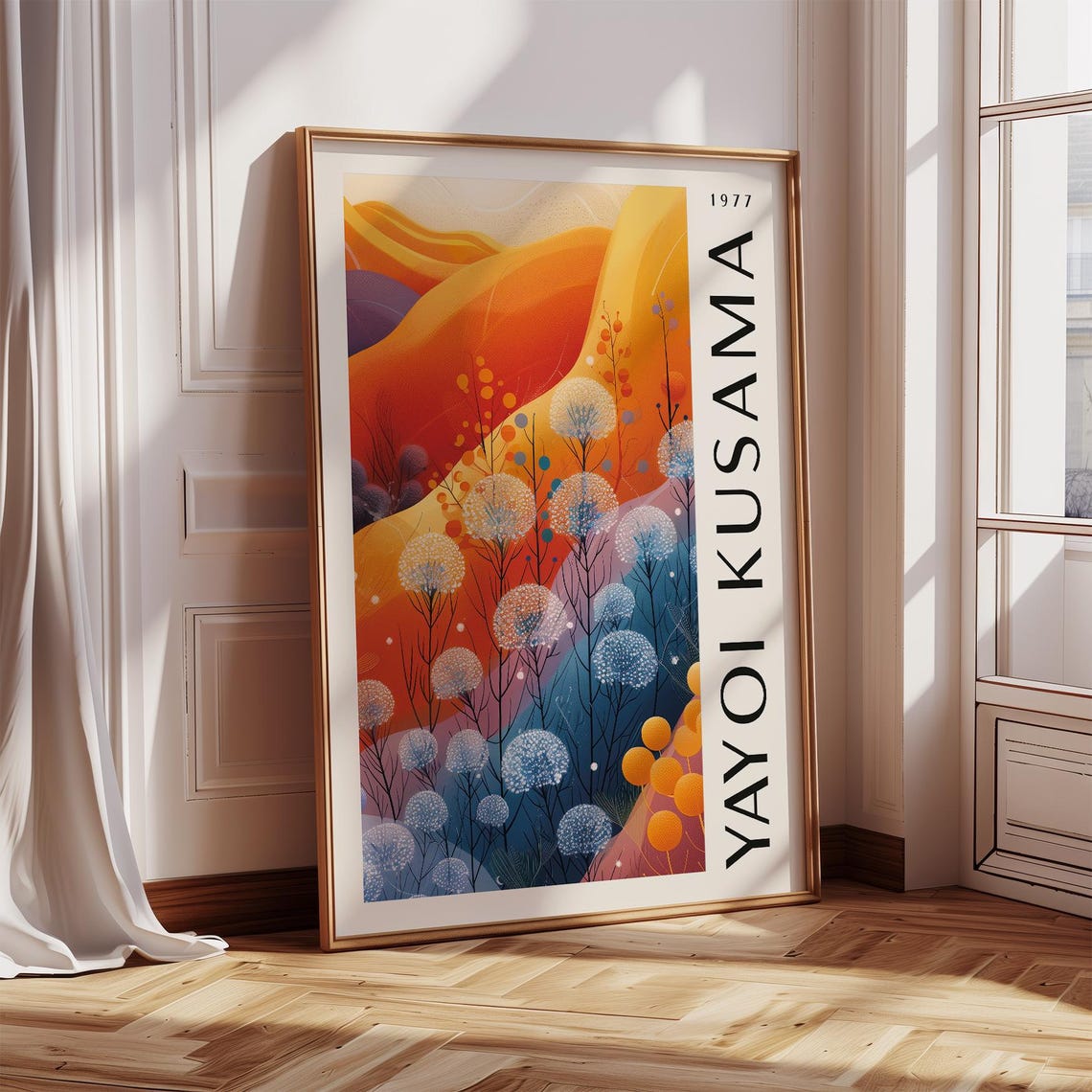 Yayoi Kusama 1977 Desert Dandelion Dot Flower Sunset Art Poster