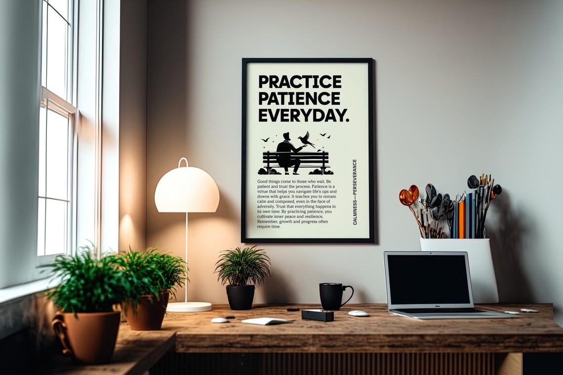Practice Patience Everyday Calmness Perseverance Quote Poster - Image 4