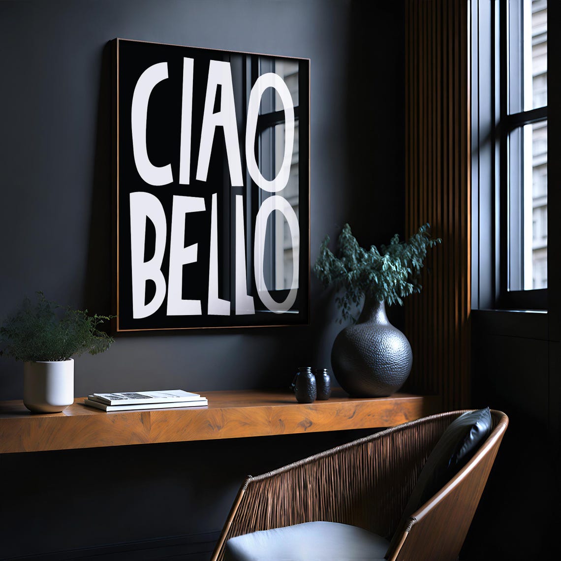 Ciao Bello Bold Typography Black And White Minimalist Style Poster - Image 4
